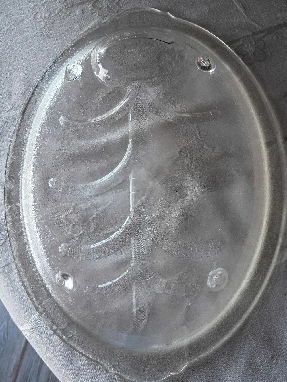 Fire King Vintage Ovenware Clear Glass Baking Dish/Platter, Oval, Fo Made In USA